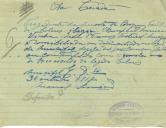Requerimento feito por Assunção Moreira ao Presidente da Junta de Paróquia de Colares para receber a esmola de 1$00 escudo do legado de Colares.