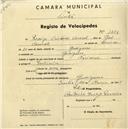 Registo de velocípede de marca Nacional, com o nº 1601, em nome de Rodrigo Cristovão Caracol, morador em Godigana.