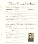 Registo de matricula de carroceiro em nome de José Cunha Rilhas, morador no Mucifal, com o nº de inscrição 2025.