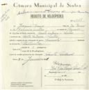 Registo de velocípede de marca Caravela, com o nº 4947, em nome de Joaquim Branco, morador em Santa Susana.