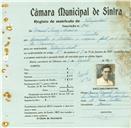 Registo de matricula de velocipedista em nome de Manuel Luís Saraiva, morador em Sintra, com o nº de inscrição 846.