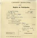 Registo de velocípede com o nº 2448, em nome de Jorge Freire da Luz, morador em Assafora.