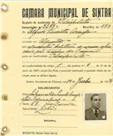 Registo de matricula de velocipedista em nome de Alfredo Pimenta Araújo, morador no Algueirão, com o nº de inscrição 3289.