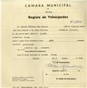 Registo de velocípede de marca Azur, com o nº 3710, em nome de Manuel Ulisses dos Santos, morador em Cacém.