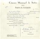 Registo de velocípede com o nº 9075, em nome de António Filipe, morador em Algueirão.