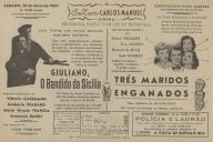 Programa do filme "Giuliano, O Bandido da Secília" com a realização de Vittorio Gassman, Umberto Spadaro, Maria Grazia Francia e Ermanno Randi.