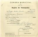 Registo de velocípede com o nº 3129, em nome de Matias Coelho Martins, morador em Maceira.