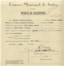 Registo de velocípede de marca Artur & Valadas, com o nº 8112, em nome de António Pedroso Tojeira, morador em Vila Verde.