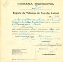 Registo de um veiculo de duas rodas tirado por dois animais de espécie muar destinado a transporte de mercadorias em nome de Manuel Rodrigues Canelas, morador em Almornos.