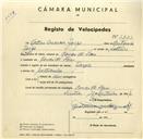 Registo de velocípede de marca Gazela, com o nº 3283, em nome de Artur Marcos Jorge, morador em Covas de Ferro.