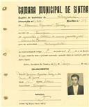 Registo de matricula de velocipedista em nome de Florêncio Cipriano Tomás, morador na Terrugem, com o nº de inscrição 1931.