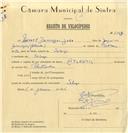 Registo de velocípede de marca Atlantic, com o nº 6763, em nome de Manuel Domingos João, morador em Sabugo.