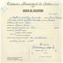 Registo de velocípede de marca Raio, com o nº 5287, em nome de António Martins Ferreira, morador em Águas Livres, Belas.