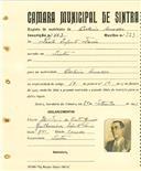 Registo de matricula de cocheiro amador em nome de Paulo Infante Faria, morador em Sintra, com o nº de inscrição 603.