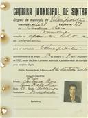 Registo de matricula de velocipedista em nome de Teodoro Pedro, morador em Morelinho, com o nº de inscrição 1067.