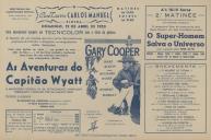 Programa do filme "As Aventuras do Capitão Wyatt" com a participação de Gary Cooper, Mari Aldon, Richard Webb e Robert Barrat.