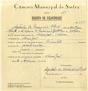 Registo de velocípede com o nº 6885, em nome de Agostinho da Conceição Alberto, morador em Mucifal.
