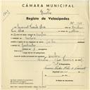 Registo de velocípede de marca Lex, com o nº 4010, em nome de Manuel Vicente Alves, morador em Assafora.