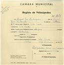 Registo de velocípede de marca Super, com o nº 2357, em nome de Manuel José Rodrigues, morador em Vila Verde.