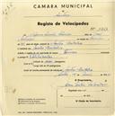 Registo de velocípede de marca Toman, com o nº 1761, em nome de Afonso Simões Salvador, morador em Santa Eulália.