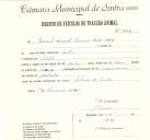 Registo de um veiculo de duas rodas tirado por dois animais de espécie bovina destinado a transporte de mercadorias em nome de Manuel Duarte [...], morador em Sintra.