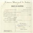 Registo de velocípede de marca Raio, com o nº 5215, em nome de Augusto Gonçalves Martins, morador em Casas Novas.