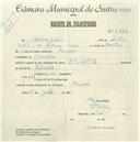 Registo de velocípede de marca Atlantic, com o nº 5324, em nome de António Galrão, morador em Mancebas.