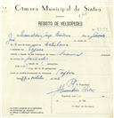 Registo de velocípede de marca Nacional, com o nº 8370, em nome de Esmeraldino Jorge Corredoura, morador em Tojeira.