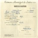 Registo de velocípede de marca Deka, com o nº 4914, em nome de António Ramos, morador em Sintra.