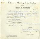 Registo de velocípede de marca Helios, com o nº 8679, em nome de Maria da Graça de Sousa Ferreira, morador em Banzão.