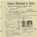 Registo de matricula de velocipedista em nome de José Eduardo, morador em Queluz, com o nº de inscrição 745.