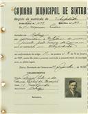 Registo de matricula de velocipedista em nome de Joaquim Pedro, morador em Cabriz, com o nº de inscrição 1147.