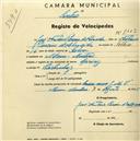 Registo de velocípede de marca Sprinter, com o nº 2102, em nome de José António Pereira d'Almeida, morador em Mem Martins.