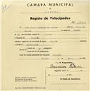 Registo de velocípede de marca Empire, com o nº 1730, em nome de João Júlio Marques de Barros, morador em Rinchoa.