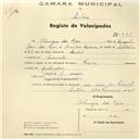 Registo de velocípede de marca Faia, com o nº 693, em nome de Olimpio dos Reis, morador em Lourel.