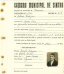 Registo de matricula de carroceiro em nome de António Rodrigues, morador em Madre Deus, com o nº de inscrição 1930.