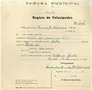 Registo de velocípede de marca Helios, com o nº 667, em nome das Companhias Reunidas de Gás e Eletricidade, com sucursal em Sintra. 