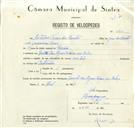 Registo de velocípede com o nº 8761, em nome de António Torres dos Santos, morador em Belas.
