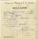 Registo de velocípede de marca Nacional, com o nº 8114, em nome de Joaquim Figueiredo Tomás, morador em Mucifal.
