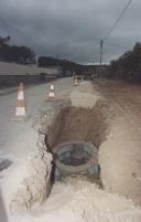 Construção de infraestruturas na estrada entre Almoçageme e o Rodízio.