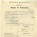Registo de velocípede com o nº 4139, em nome de Joaquim Cândido Lopes, morador em Lourel.