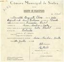 Registo de velocípede de marca Cycles Pombal, com o nº 5856, em nome de Osvaldo Augusto Clara, morador em Mem Martins.