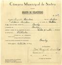 Registo de velocípede de marca Vilar com motor, com o nº 6659, em nome de José Augusto Quintans, morador em Queluz.