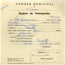 Registo de velocípede de marca Aprilia, com o nº 4113, em nome de João Alexandre, morador em Baratã.