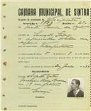 Registo de matricula de velocipedista em nome de Vítor Pereira da Costa, morador em Serração, com o nº de inscrição 1723.