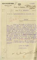 Ofício dirigido ao Administrador do Concelho de Sintra, proveniente do Inspetor Técnico do Ministério da Agricultura, solicitando a notificação da firma Abel Marques, com padaria em Vila Verde a passar recibo.