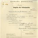 Registo de velocípede de marca Helios, com o nº 681, em nome das Companhias Reunidas de Gás e Eletricidade, com sucursal em Sintra.