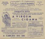 Programa do filme "A Virgem Cigana" com a participação de Paquita Rico, Afredo Mayo, Lina Yegros e Lola Ramos.