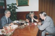 Reunião de Edite Estrela, Presidente da Câmara Municipal de Sintra, Frederico Mayor Zaragoza, Presidente da Unesco.