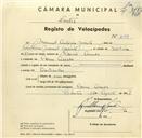 Registo de velocípede com o nº 3173, em nome de Manuel António Jacinto, morador em Carne Assada.